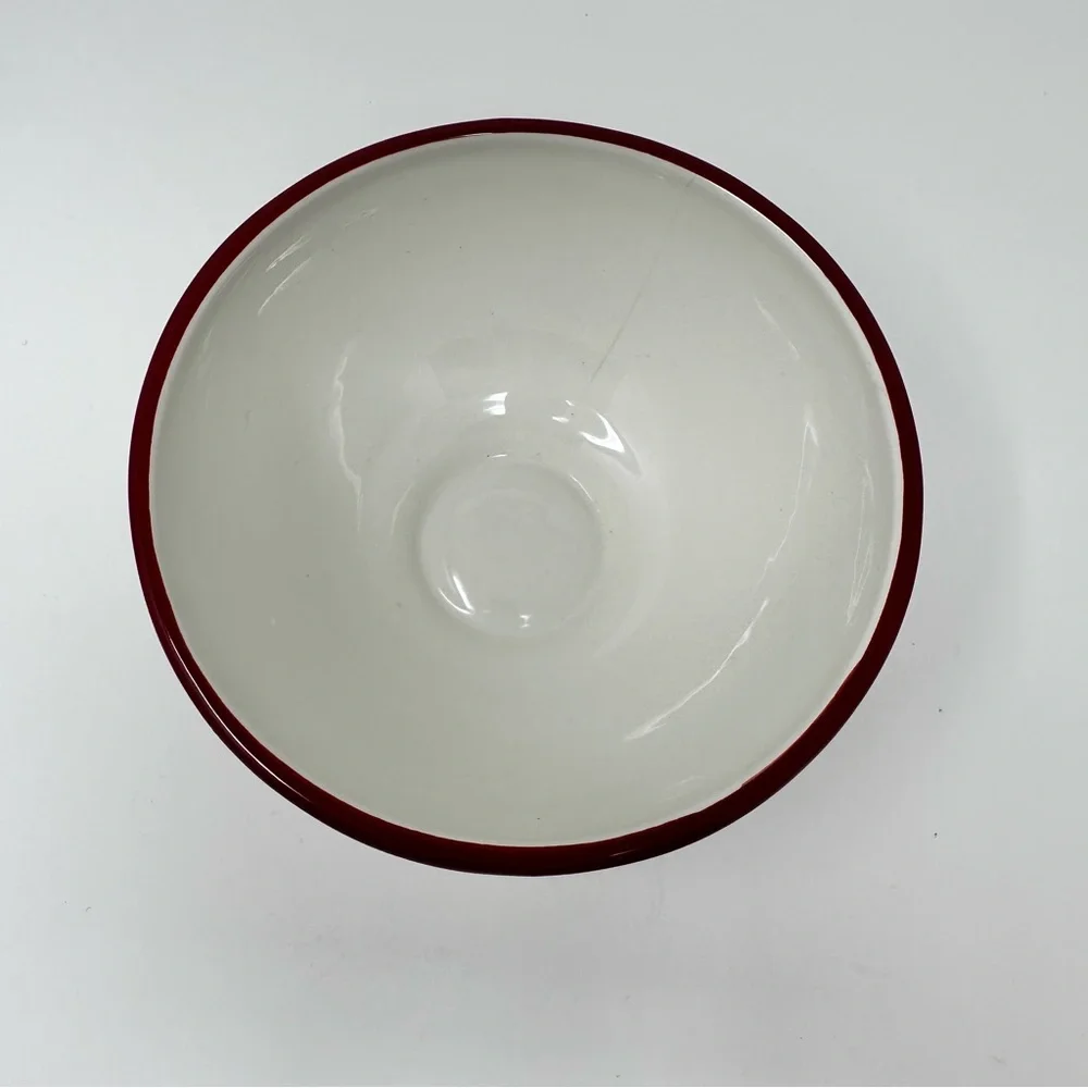 Williams-Sonoma Snowy Village Soup/Cereal Bowl Red White